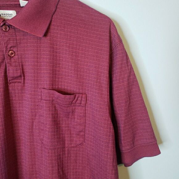 Haggar Mens Polo Shirt Front Pocket Short Sleeve Collared Golf Textured Size XL - Picture 4 of 16